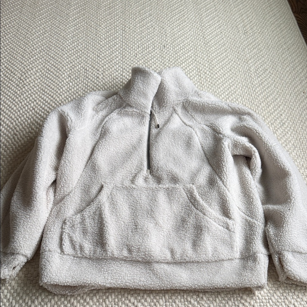 Lululemon Half-Zip Sherpa Pullover Sweater in Ivory